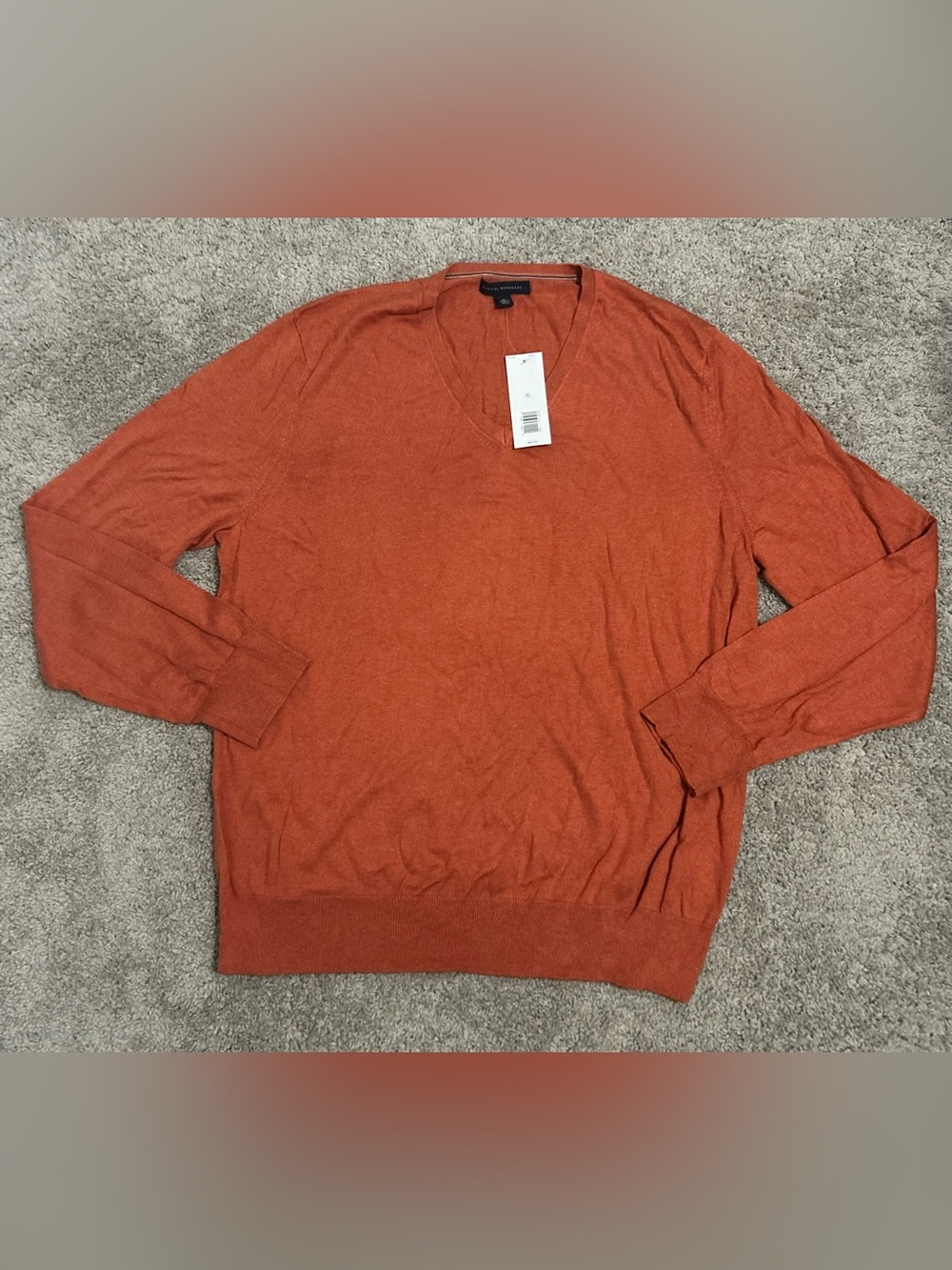 Banana Republic Men’s Burnt Orange Silk Cotton Cashmere V-Neck Sweater XL NWT